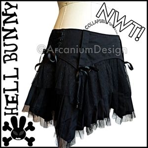 Hell bunny mall goth dark Academia Gothic Punk pleated witchy emo rare mini NWT